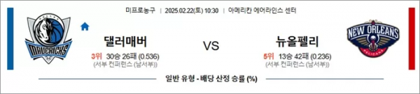 댈러매버 vs 뉴올펠리